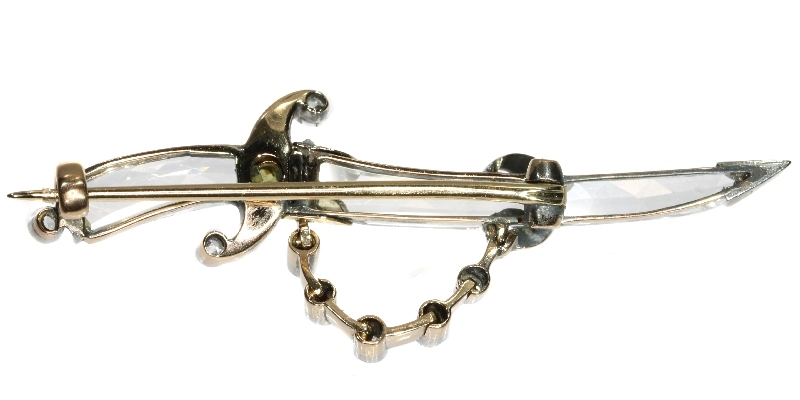 Antique sword brooch from solid pieces of diamond cut into hilt and blade shape (image 5 of 7)